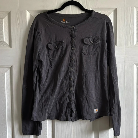 Carhartt | Women’s Gray | Button Down Long Sleeve Shirt | size M - Picture 1 of 8